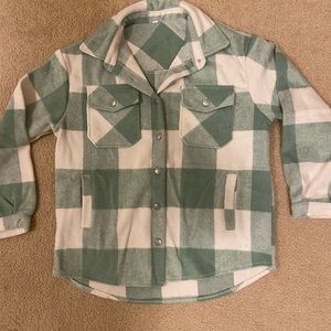 Mint green and white shacket!
